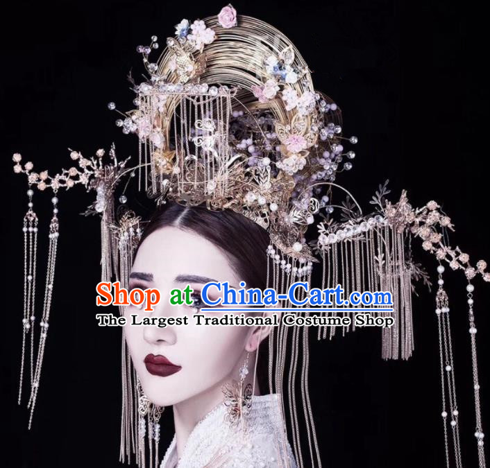 Chinese Traditional Ancient Phoenix Coronet Palace Wedding Hair Accessories for Women