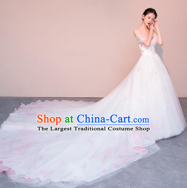 Top Grade Customized Wedding Dress Bride Trailing Full Dress for Women