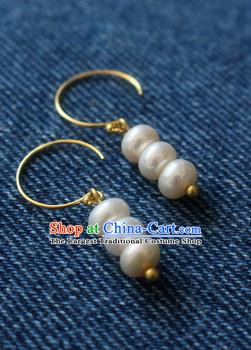 Asian Chinese Traditional Jewelry Accessories Ancient Hanfu Pearls Earrings for Women