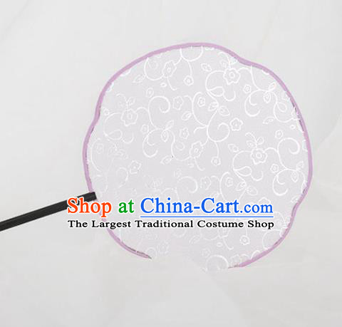 Traditional Chinese Crafts Palace White Silk Fans Round Fans Ancient Princess Gilding Fan for Women