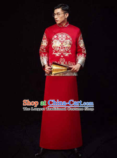 Chinese Traditional Wedding Costumes Ancient Bridegroom Long Gown for Men