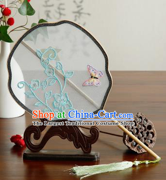 Traditional Chinese Crafts Palace Fans Embroidered Butterfly Fans Ancient Organza Fan for Women