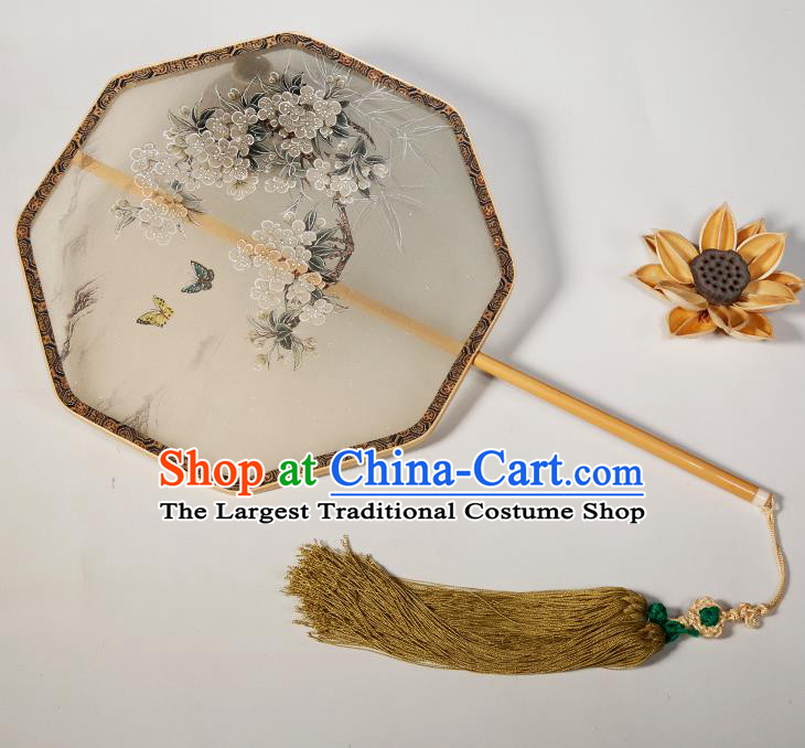 Chinese Traditional Hanfu Palace Fans Hand Painting Orchid Fans Ancient Silk Round Fan for Women