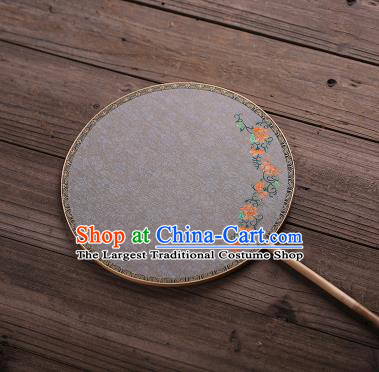 Chinese Traditional Palace Fans Hanfu Hand Painting Flowers Round Fans Ancient White Silk Fan for Women