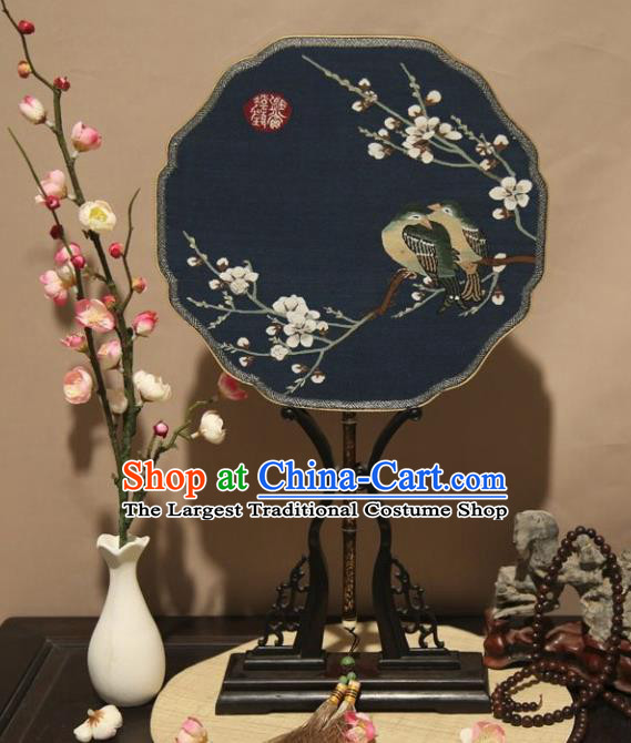 Chinese Ancient Traditional Palace Fans Hanfu Embroidered Round Fans Pure Silk Fan for Women