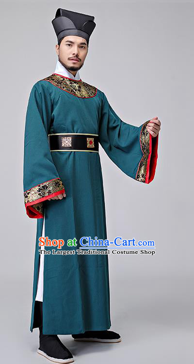 Chinese Ancient Drama Costumes Green Hanfu Robe Song Dynasty Prime Minister Clothing for Men