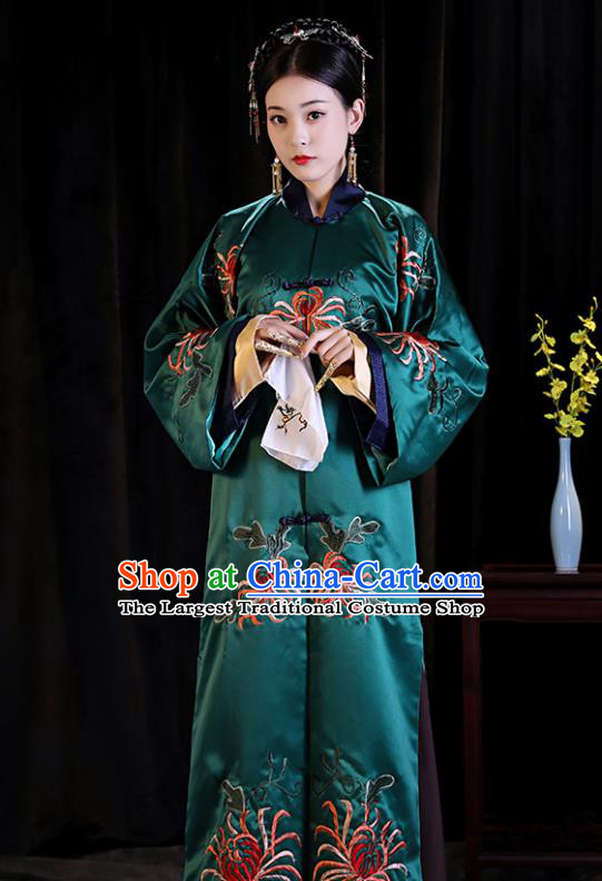 Chinese Ancient Palace Lady Clothing Qing Dynasty Drama Manchu Imperial Consort Embroidered Costumes for Women