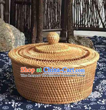 Asian Vietnamese Traditional Craft Rattan Bag Straw Plaited Storage Box