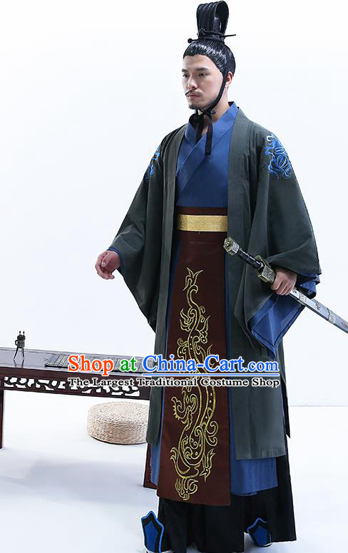 Chinese Ancient Drama Minister Costume Traditional Qin Dynasty Emperor Costumes for Men