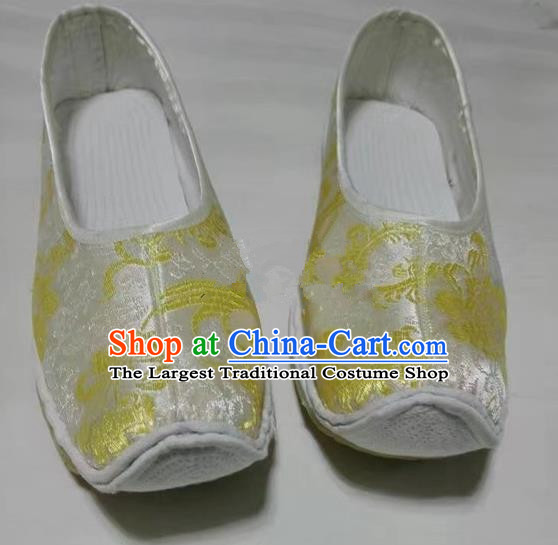 Chinese Traditional Hanfu Shoes White Satin Shoes Handmade Cloth Shoes for Women