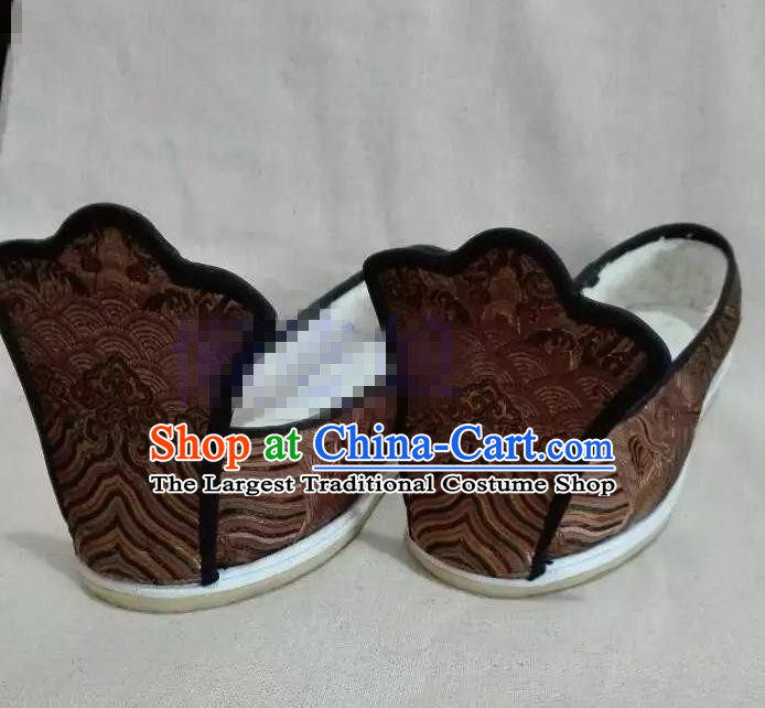 Chinese Traditional Hanfu Shoes Ancient Princess Brown Embroidered Shoes Handmade Shoes for Women