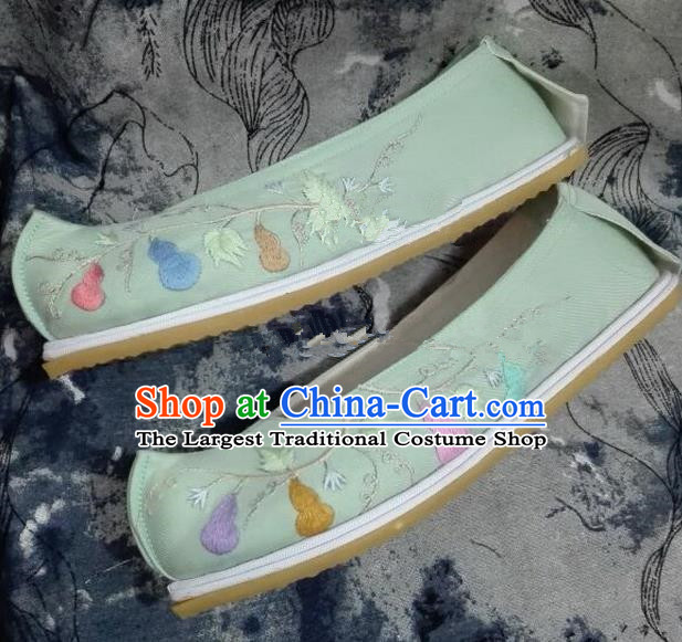 Chinese Traditional Hanfu Shoes Ancient Princess Green Embroidered Shoes Handmade Shoes for Women