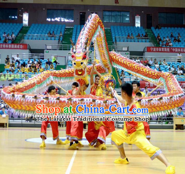 World Dragon Dance Competition Yellow Dragon Head Dragon Dance Costumes Complete Set for Adult