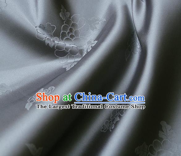 Traditional Asian Cloth Drapery Brocade Korean Hanbok Palace Grey Satin Silk Fabric