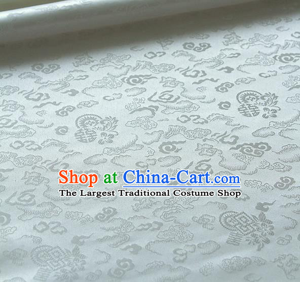 Traditional Asian Classical Cloth Drapery White Brocade Korean Hanbok Palace Satin Silk Fabric