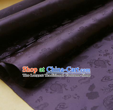 Traditional Asian Classical Pattern Cloth Drapery Purple Brocade Korean Hanbok Palace Satin Silk Fabric