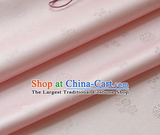 Traditional Asian Classical Pattern Cloth Drapery Pink Brocade Korean Hanbok Palace Satin Silk Fabric