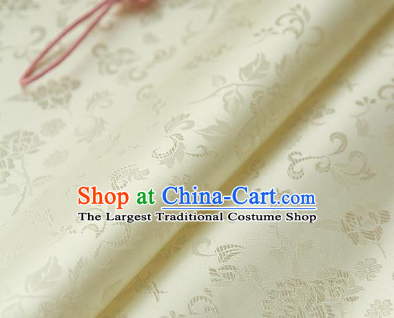 Traditional Asian Classical Pattern Yellow Brocade Cloth Drapery Korean Hanbok Palace Satin Silk Fabric