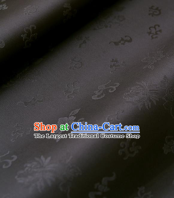 Traditional Asian Classical Chrysanthemum Pattern Brown Brocade Cloth Drapery Korean Hanbok Palace Satin Silk Fabric