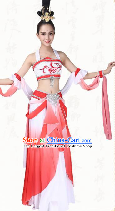 Chinese Traditional Classical Dance Dress Ancient Flying Peri Fan Dance Group Dance Costumes for Women