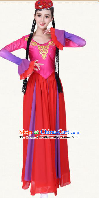 Chinese Traditional Uyghur Nationality Dress Uigurian Ethnic Folk Dance Costumes for Women