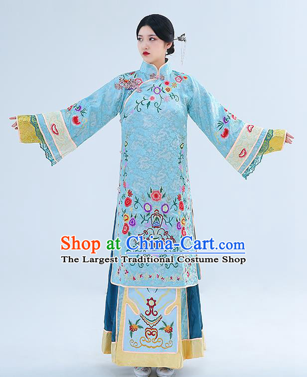 Traditional Chinese Qing Dynasty Drama Young Mistress Dress Ancient Nobility Lady Embroidered Costumes for Women