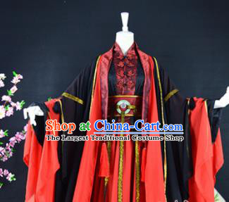 Traditional Chinese Cosplay Childe Costumes Ancient Swordsman Red Hanfu Clothing for Men