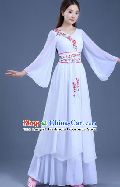 Traditional Chinese Classical Dance Group Dance White Dress Umbrella Dance Clothing for Women