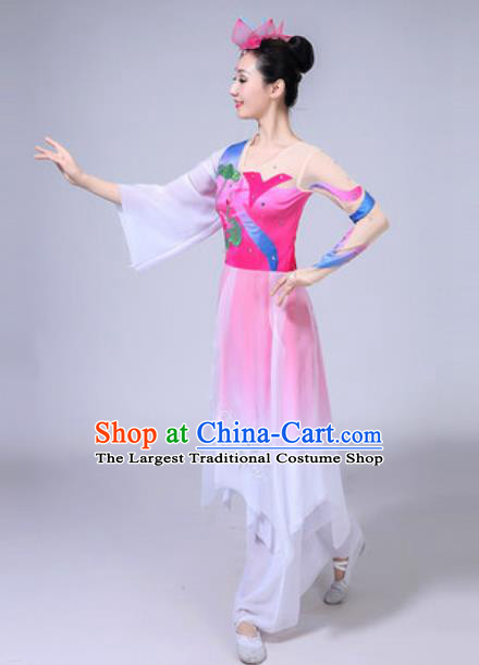 Traditional Chinese Group Dance Folk Dance Pink Dress Classical Dance Clothing for Women