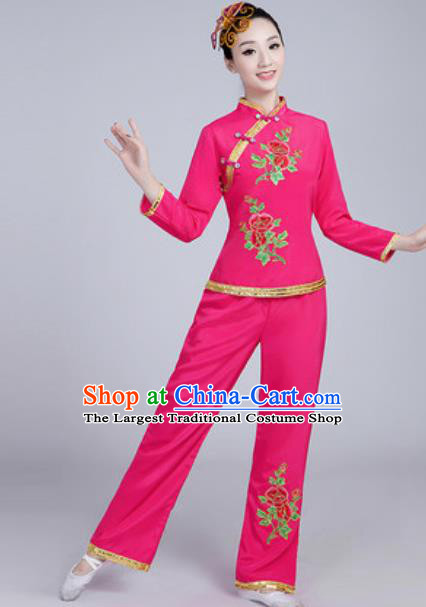 Traditional Chinese Group Dance Folk Dance Pink Costumes Yanko Dance Clothing for Women