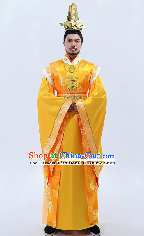 Traditional Chinese Drama Tang Dynasty Emperor Costumes Ancient Majesty Embroidered Imperial Robe for Men