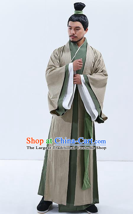 Traditional Chinese Zhou Dynasty Confucian Scholar Costumes Ancient Drama Clothing for Men