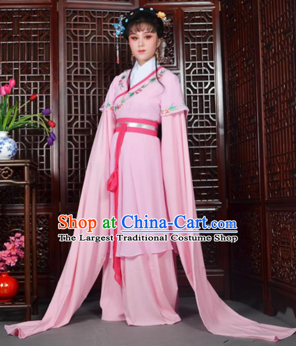 Traditional Chinese Beijing Opera Actress Costumes Ancient Palace Lady Pink Water Sleeve Dress for Adults