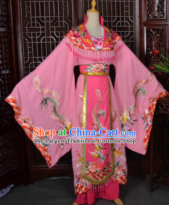 Traditional Chinese Beijing Opera Diva Costumes Ancient Empress Embroidered Pink Dress for Adults