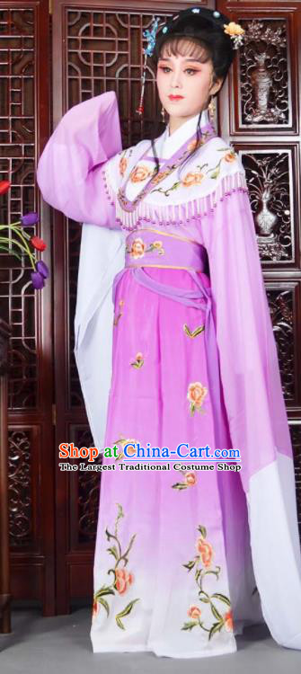 Traditional Chinese Peking Opera Princess Costumes Ancient Peri Purple Dress for Adults