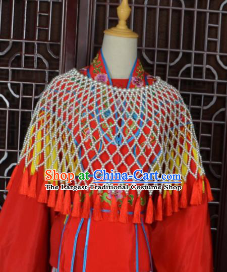 Traditional Chinese Beijing Opera Shoulder Accessories Ancient Princess Red Tassel Cloak for Women