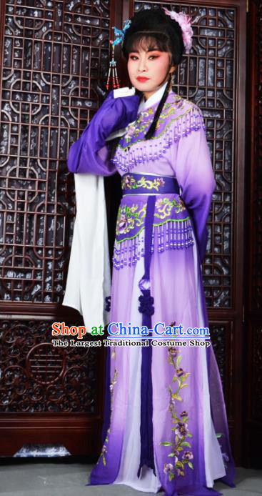 Traditional Chinese Peking Opera Palace Princess Costumes Ancient Peri Purple Dress for Adults