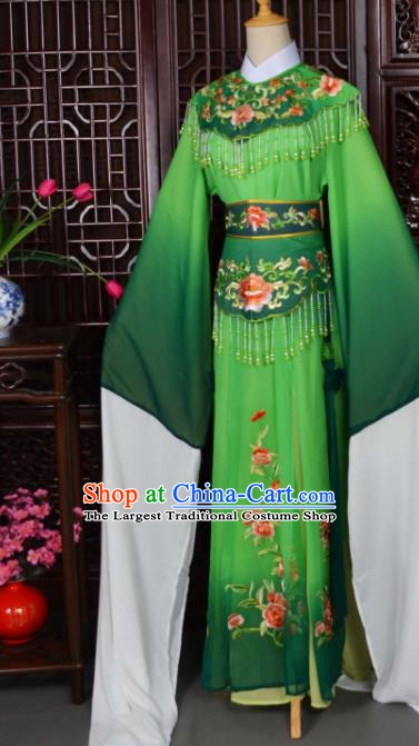 Traditional Chinese Peking Opera Palace Princess Costumes Ancient Peri Green Dress for Adults