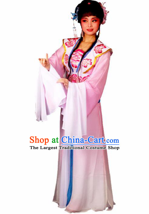 Traditional Chinese Peking Opera Princess Embroidered Costumes Ancient Peri Pink Dress for Adults