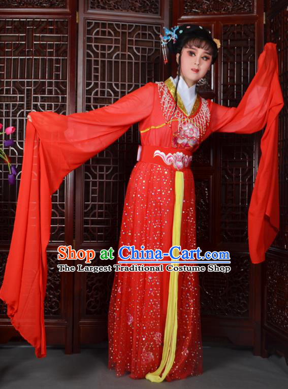 Chinese Ancient Peri Princess Embroidered Red Dress Traditional Peking Opera Actress Costumes for Adults