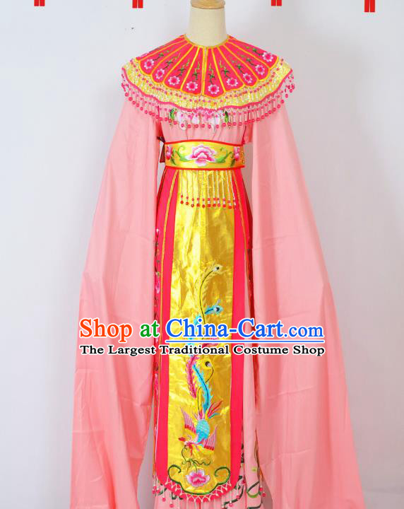 Chinese Ancient Palace Princess Embroidered Pink Dress Traditional Peking Opera Actress Costumes for Adults