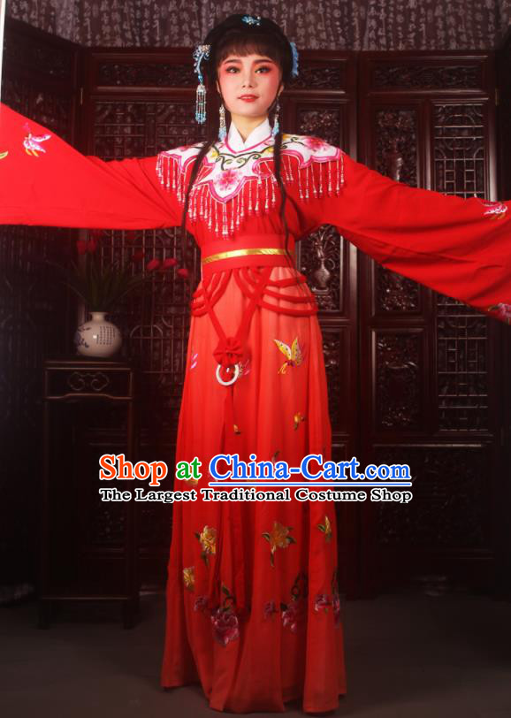 Traditional Chinese Peking Opera Diva Costumes Ancient Palace Princess Red Embroidered Dress for Adults