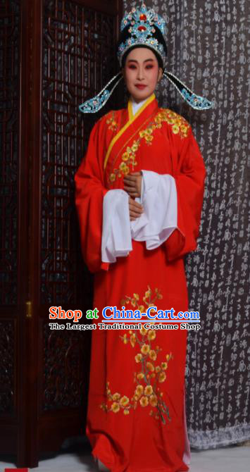 Top Grade Chinese Peking Opera Niche Costumes Embroidered Red Robe for Adults