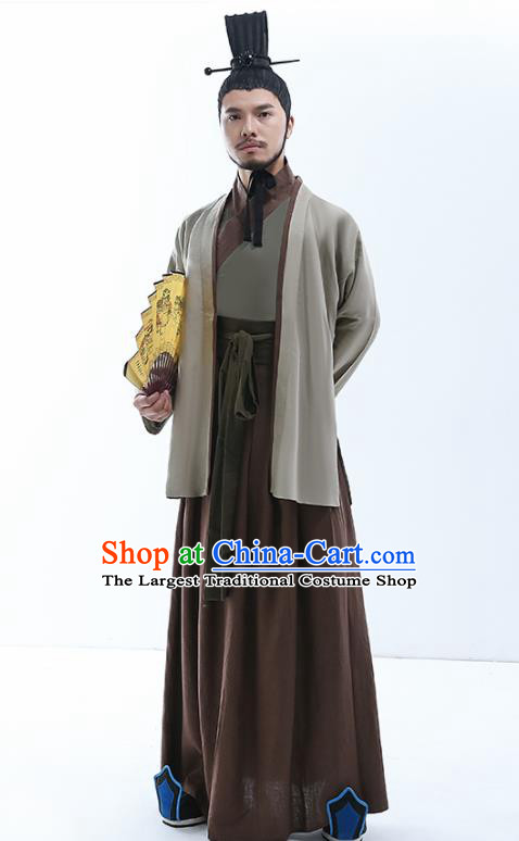 Chinese Traditional Warring States Period Prime Minister Costumes Ancient Drama Swordsman Clothing for Men