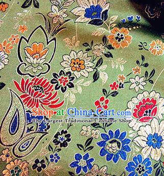 Traditional Chinese Royal Peony Pattern Green Brocade Tang Suit Fabric Silk Fabric Asian Material