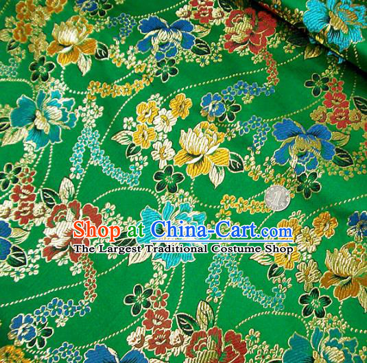 Traditional Chinese Green Brocade Tang Suit Royal Peony Pattern Fabric Silk Fabric Asian Material