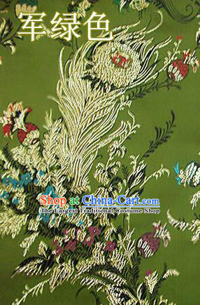 Traditional Chinese Royal Phoenix Flower Pattern Olive Green Brocade Tang Suit Fabric Silk Fabric Asian Material