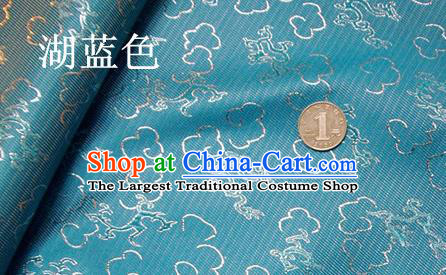 Traditional Chinese Royal Dragons Pattern Blue Brocade Tang Suit Fabric Silk Fabric Asian Material