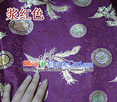 Traditional Chinese Purple Brocade Tang Suit Royal Phoenix Pattern Fabric Silk Fabric Asian Material