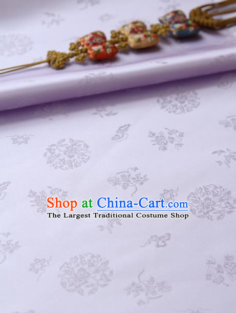 Traditional Asian Classical Pattern Lilac Brocade Cloth Drapery Korean Hanbok Palace Satin Silk Fabric